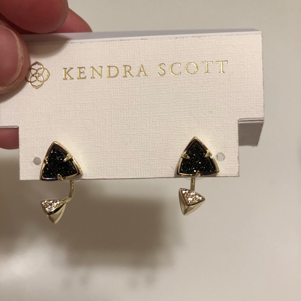 Kendra Scott Perry gold black drusy earrings